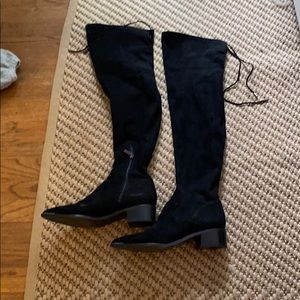 Marc Fisher Thigh High Black Suede Pointed Toe